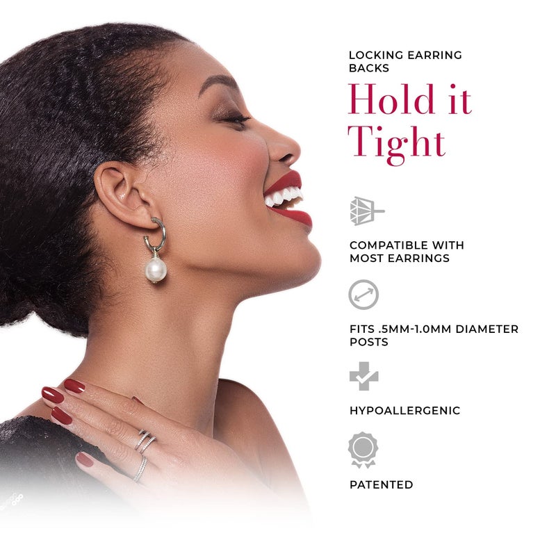 Connoisseurs Locking Earring Backs - 2 Pairs - Compatible with Most Silver Earrings - Fits 0.5-1mm Diameter Posts - Hypoallergenic - Image 3